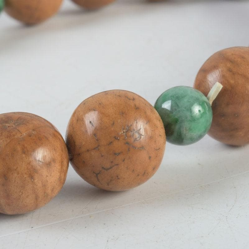 仏教美術　本翡翠　龍眼菩提珠　数珠　念珠　共箱　N　9441