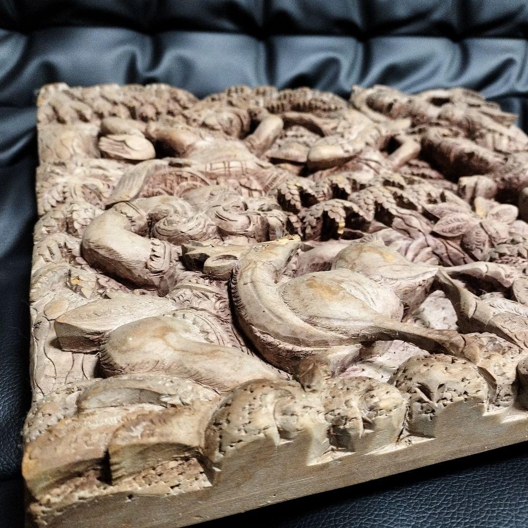 ヴィンテージ レリーフ 木彫 透かし彫り アンティーク雑貨 彫刻 民族