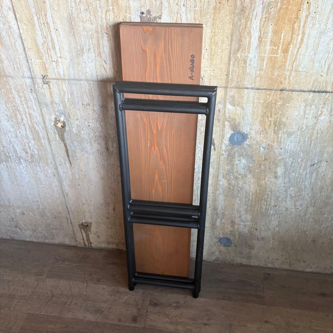 A-studio アイアン×木材 インダストリアル オープンシェルフ 2段