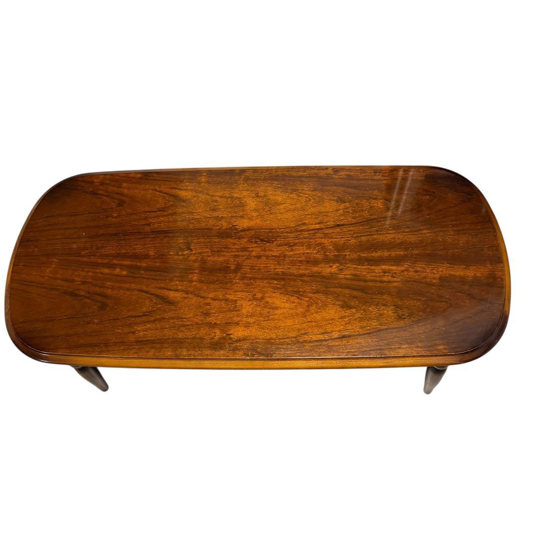 レアデザイン カリモク オーバル コーヒーテーブル 棚付き