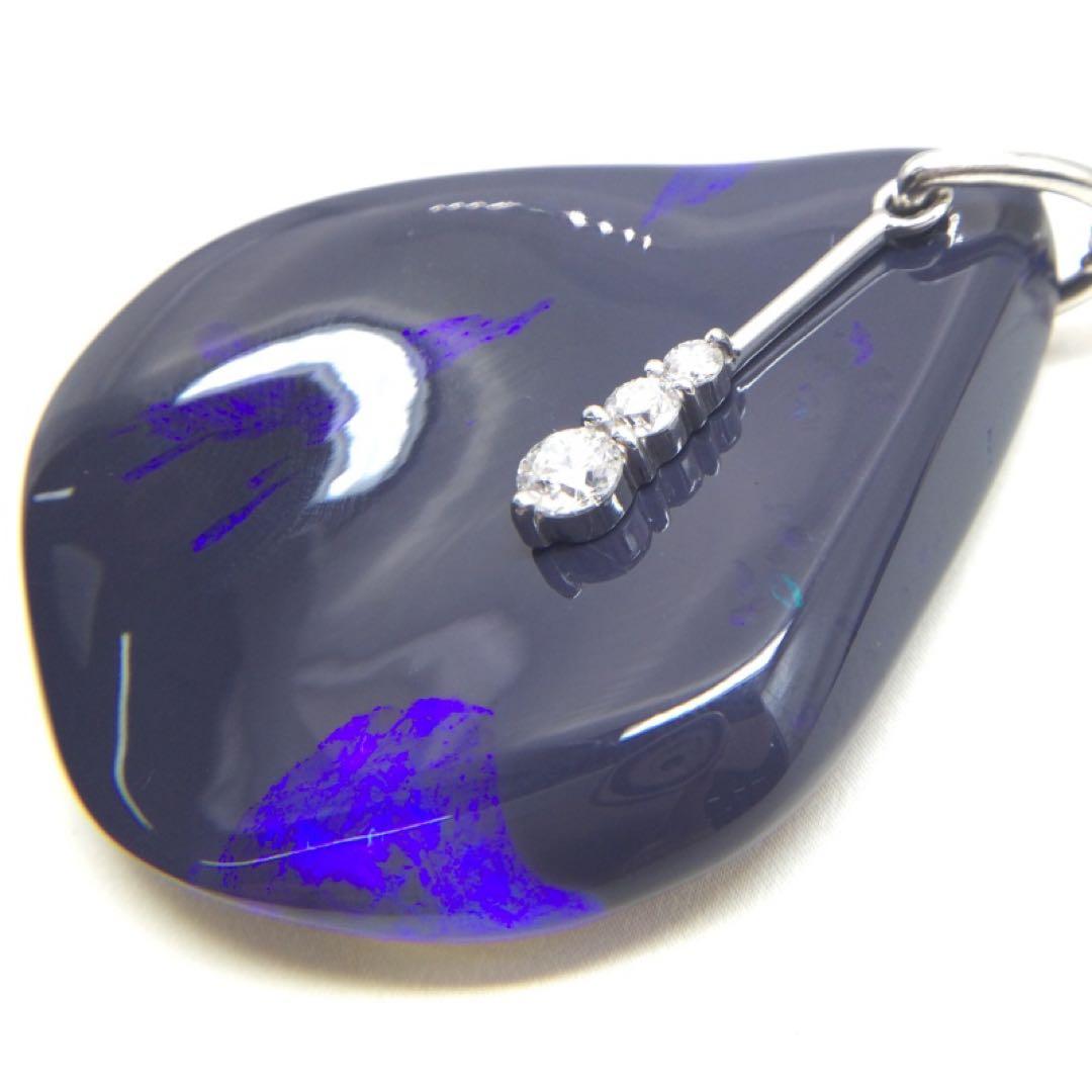 大粒 ペンダントヘット　ブラックオパール　PT900 ダイヤモンド