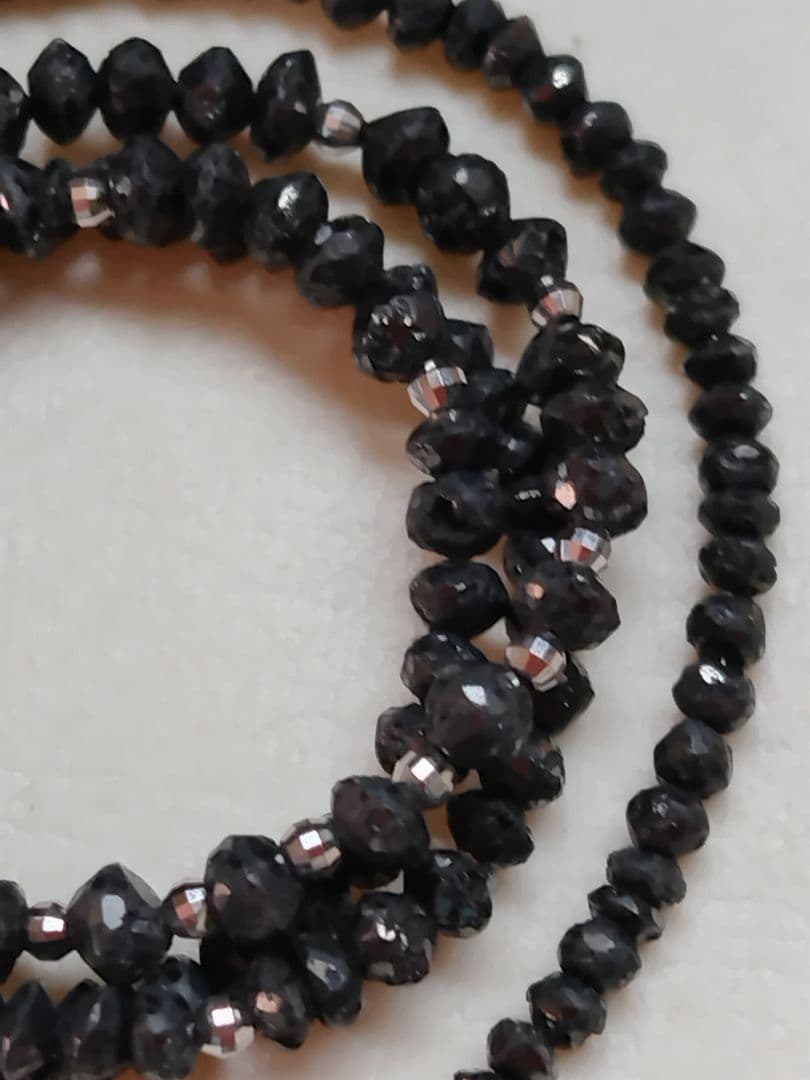 K18WG 30ct ブラックダイヤ ネックレス　K18WGミラーカット