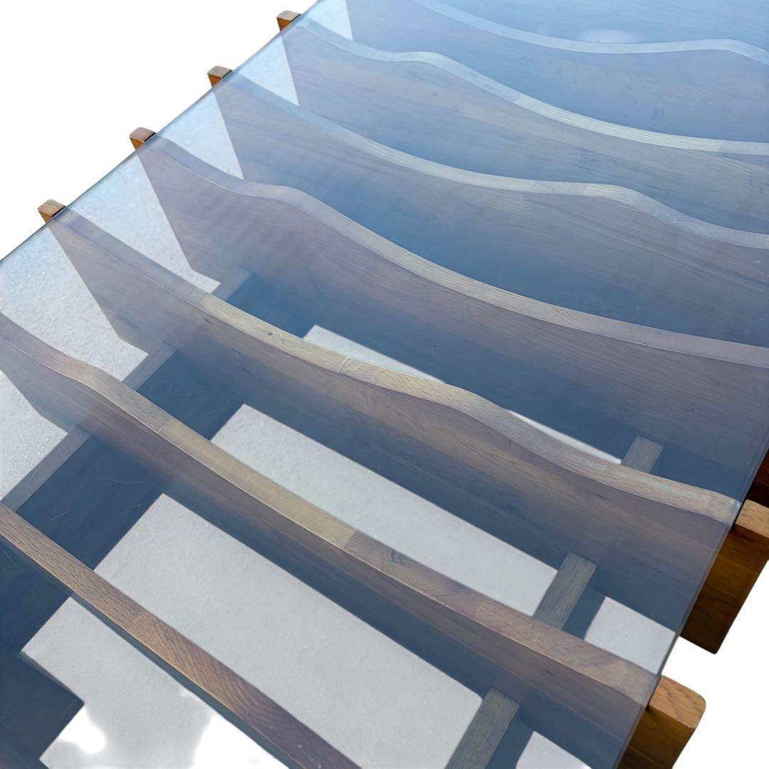 【超希少】オーク無垢材 ガラス センターテーブル ポストモダン