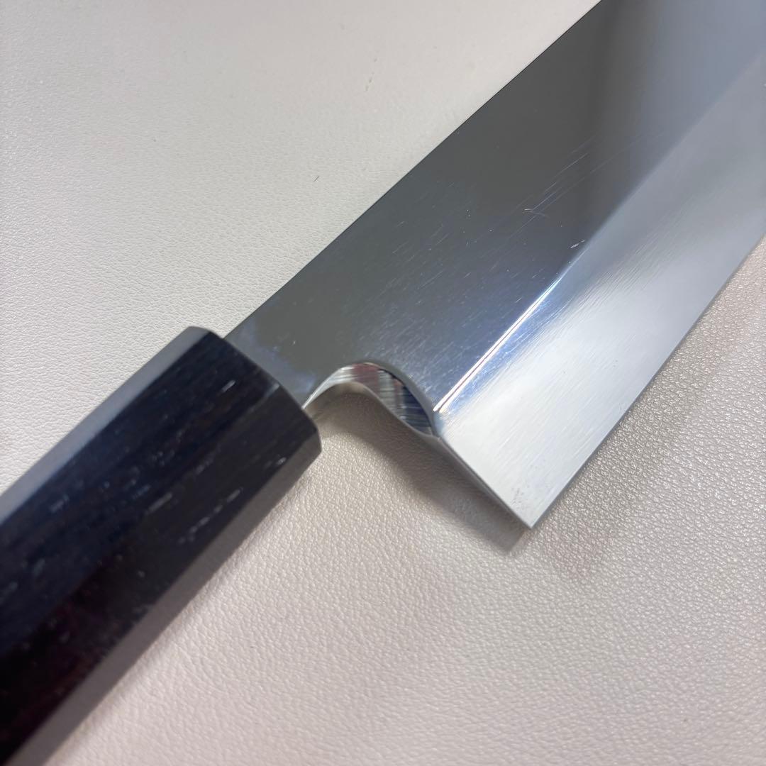 うなぎ裂き包丁　170㎜ 5.5寸鏡面　黒檀八角柄-