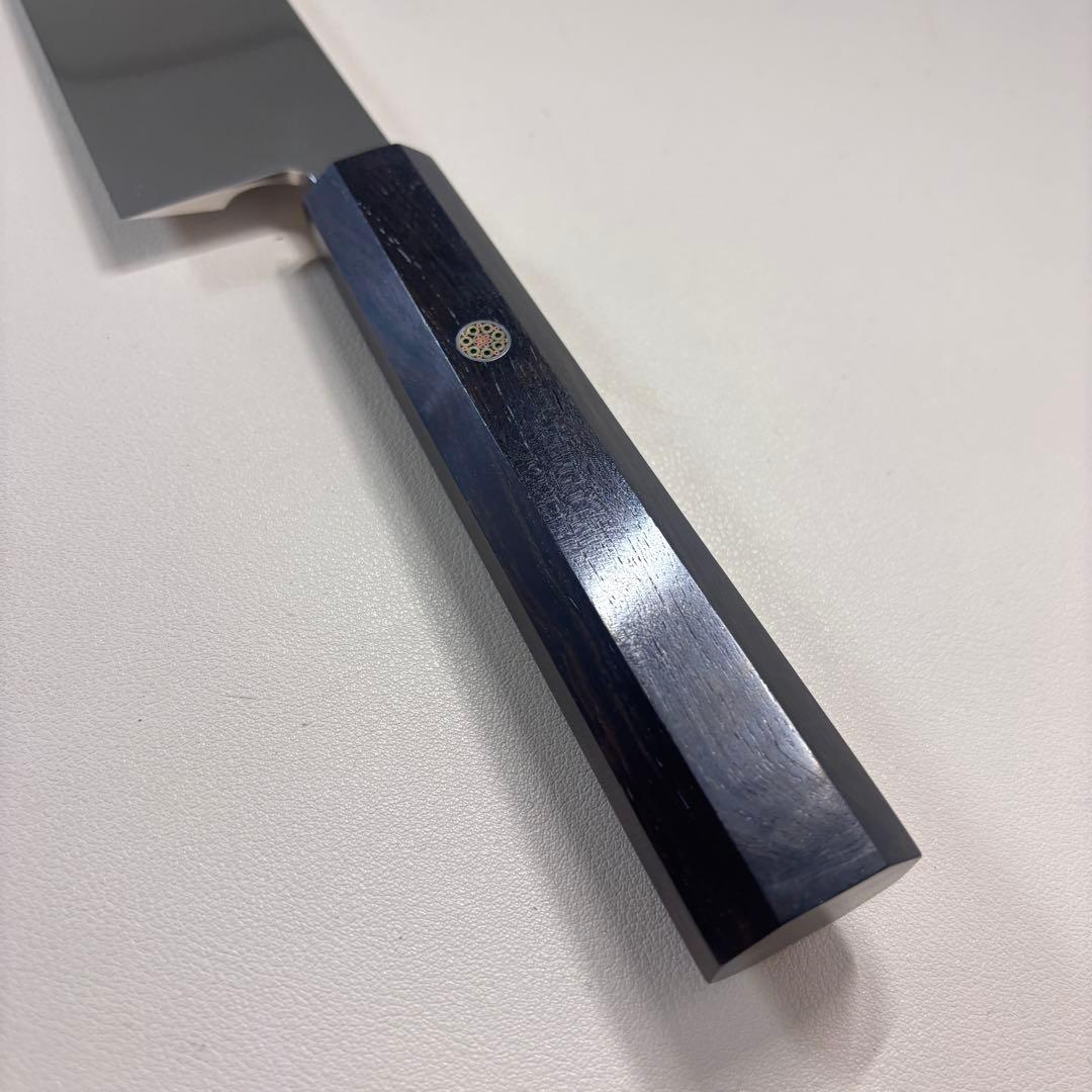 うなぎ裂き包丁　170㎜ 5.5寸鏡面　黒檀八角柄-