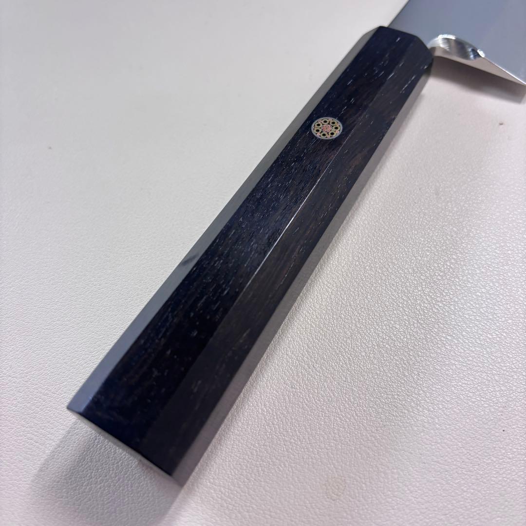 うなぎ裂き包丁　170㎜ 5.5寸鏡面　黒檀八角柄-