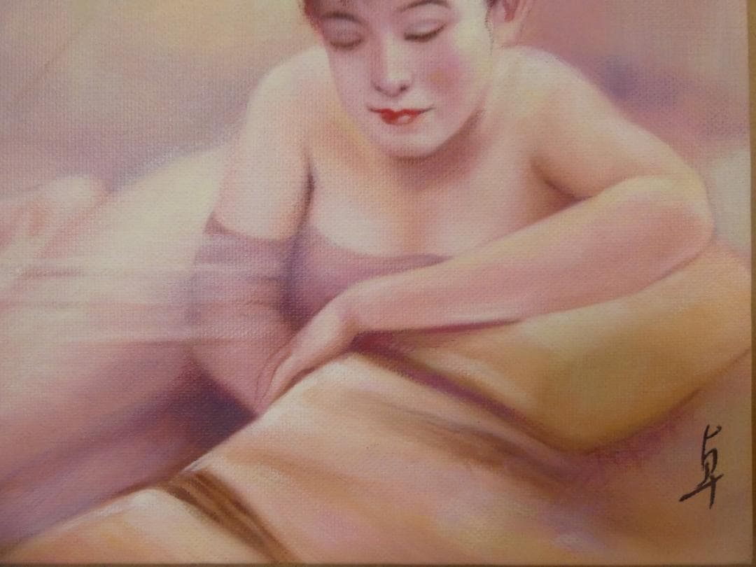 油絵　額付き　高坂卓至　 F6 【　裸婦　】手描き