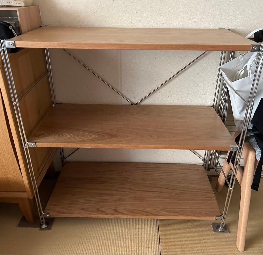 MUJI 無印良品 ステンレスユニットシェルフ オーク材棚セット ワイド