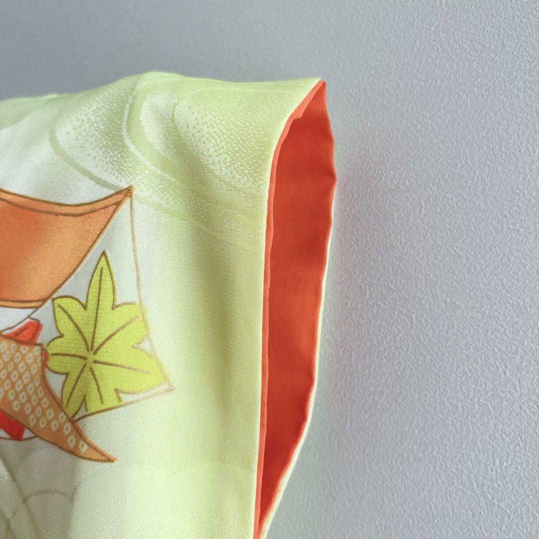 セット　七五三　7歳女の子　長着＆袋帯＆袖なし長襦袢＆小物　レモン色×黄緑　のし