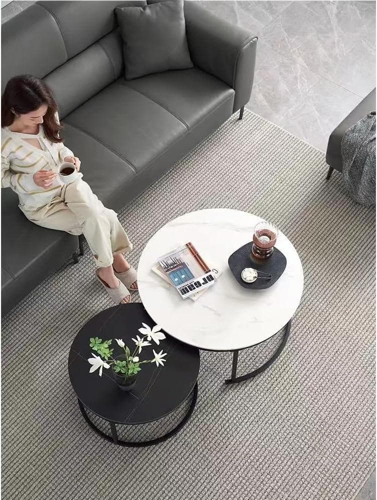 ネストテーブル 大理石柄 センターテーブル ローテーブル リビングテーブル