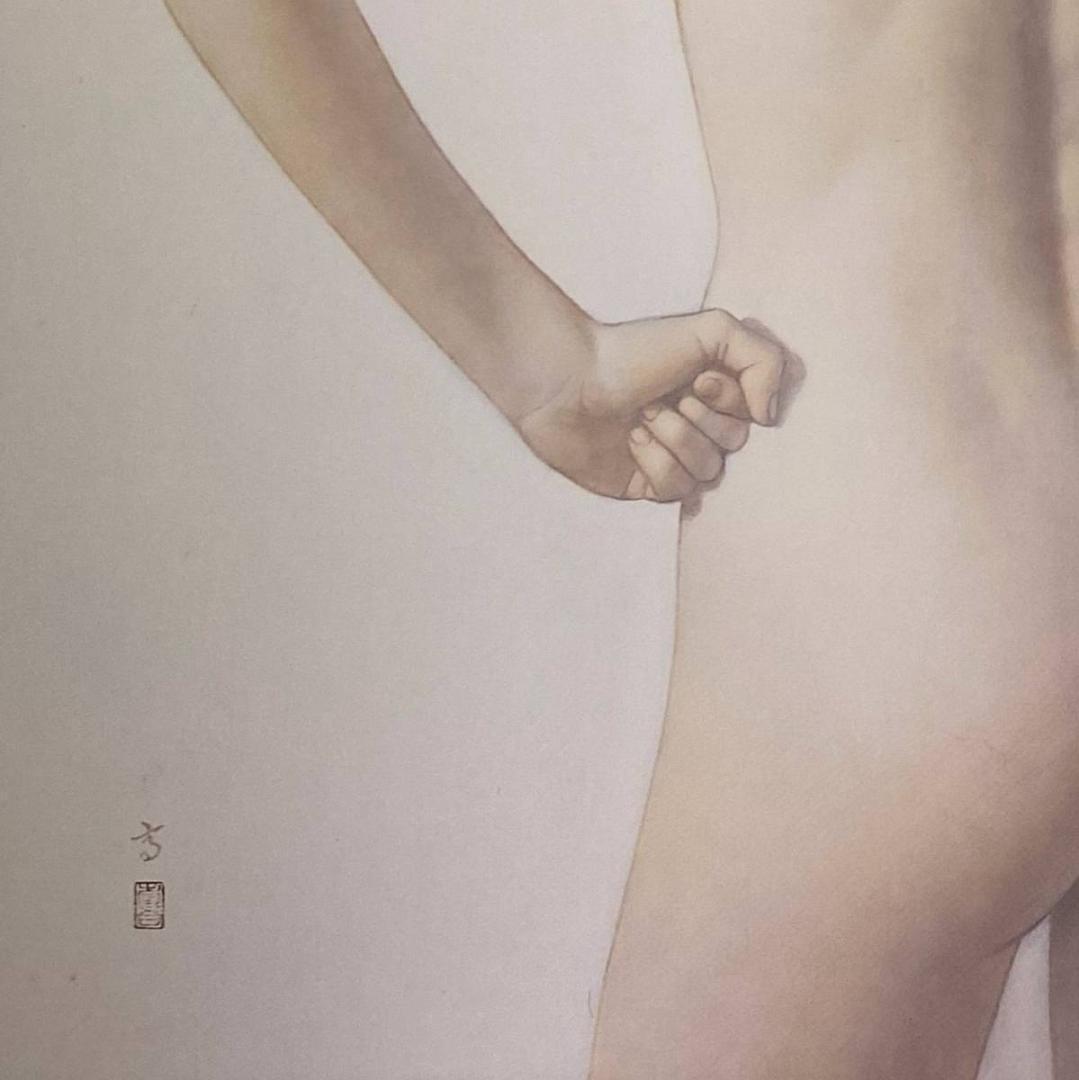 高塚省吾、【月のように風もなく】、希少な額装用画集画、新品高級額 額装付