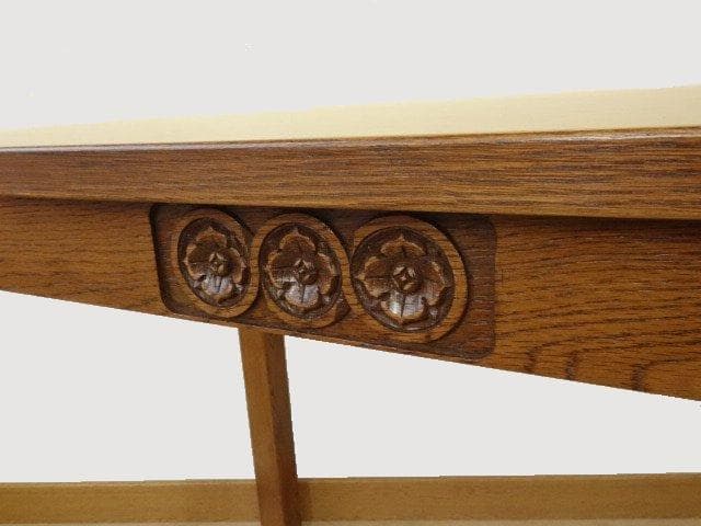 北海道手作り家具　ナラ（楢）材　デスク９００　 引出ＤＵＸ彫刻入　勇峰工芸（新）