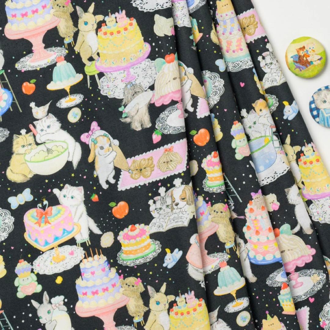 【新柄】　ユキエモン　クックキャッツ（ブラック）　グラニーバッグ ハンドメイド