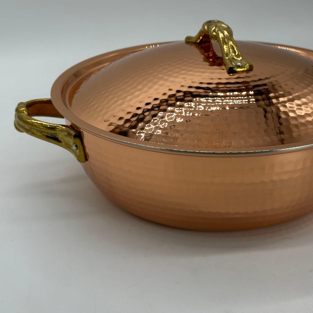 新品未使用 銅鍋 24cm 両手鍋 銅製 調理器具 キッチン用品 和銅楽 結び