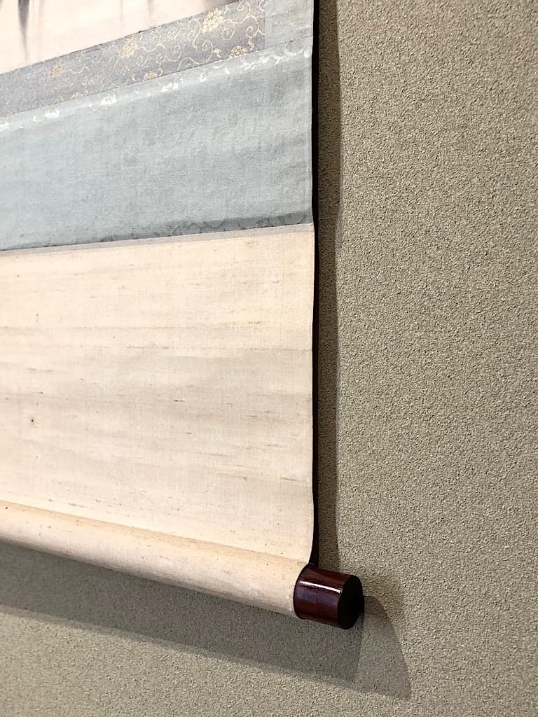 掛軸 加納鉄哉 賛「山色空濛・・」・大野呑州 山水画 絹本 箱合