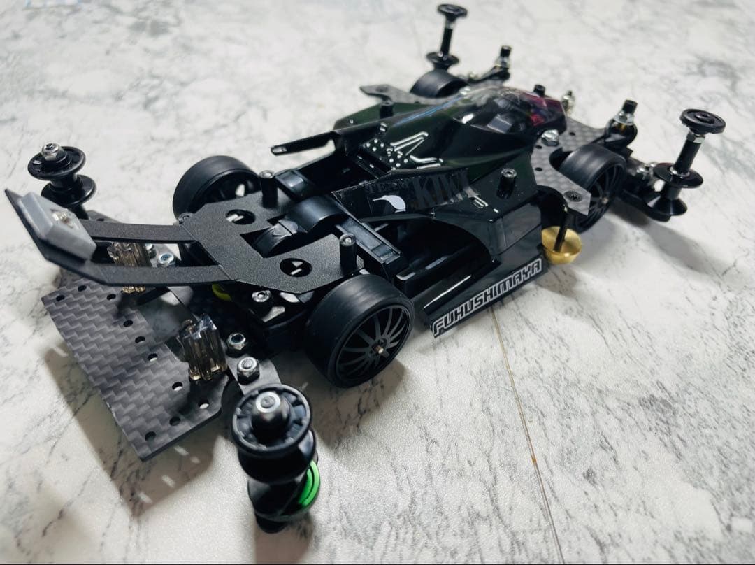 ミニ四駆スギヤマ式フレキ鳥居残しV字カット 前後1軸ATスラダン