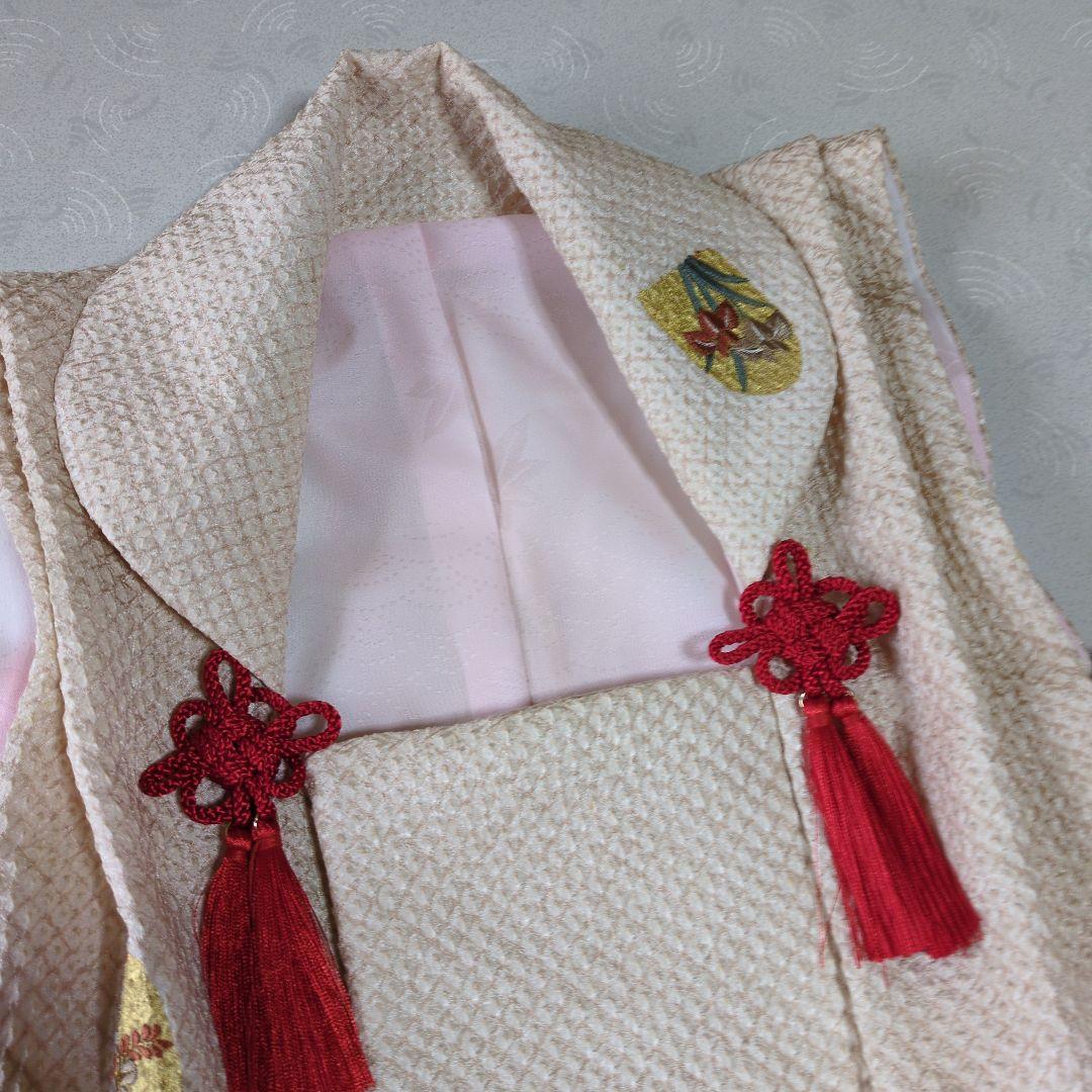 七五三３歳女の子正絹総絞り手縫いの被布(中綿無し）刺繍入り