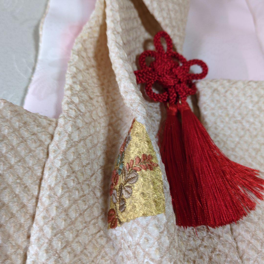 七五三３歳女の子正絹総絞り手縫いの被布(中綿無し）刺繍入り