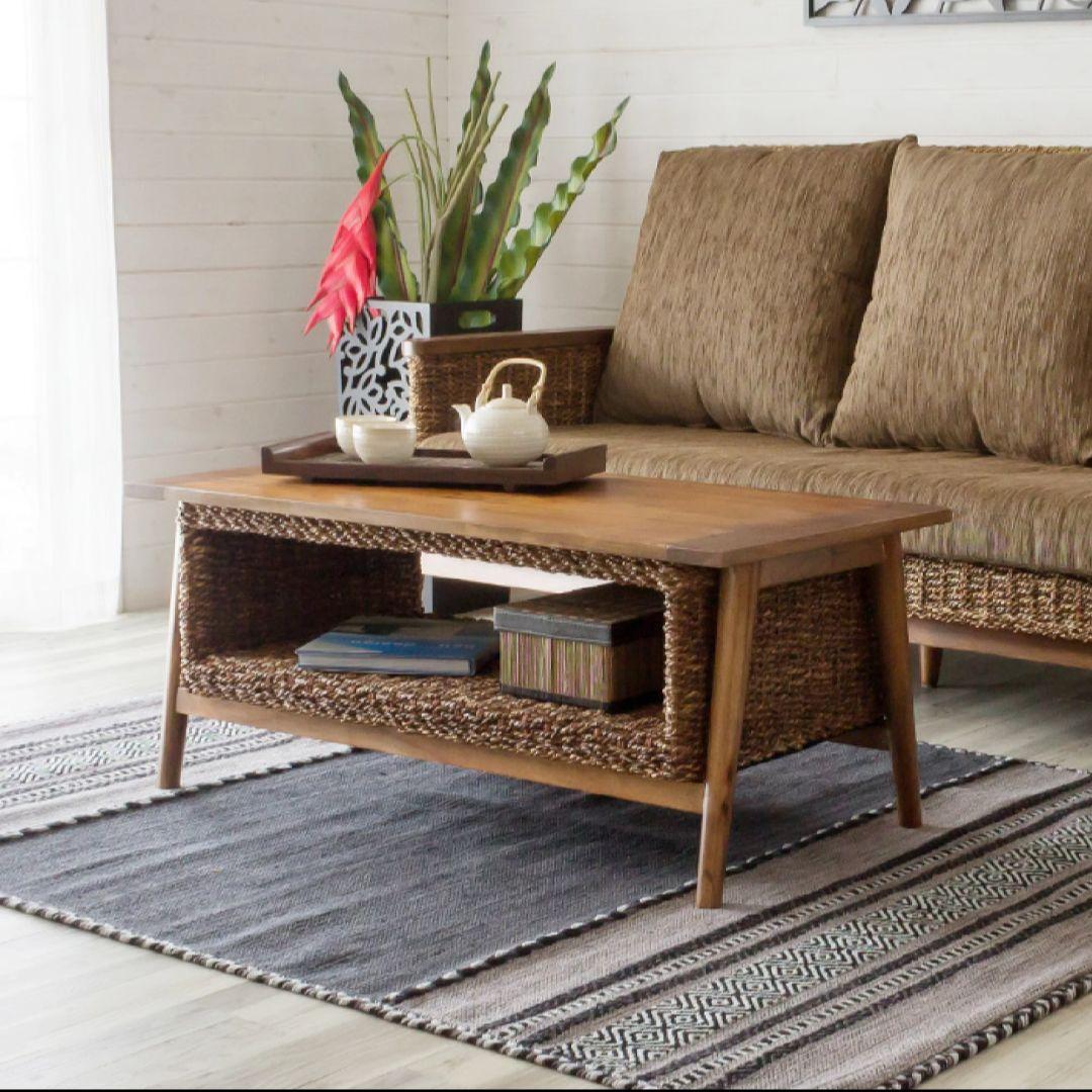 送料無料　アパカ素材の収納付きセンターテーブル
