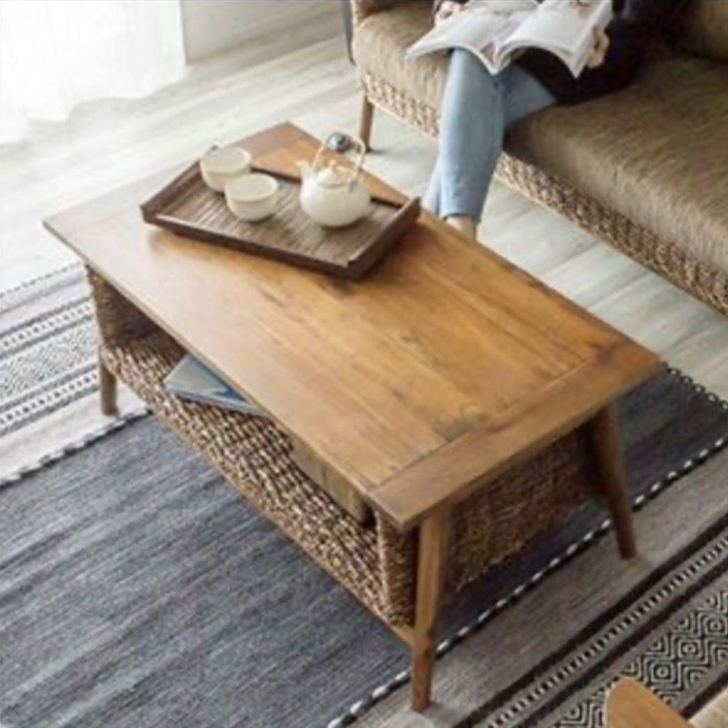 送料無料　アパカ素材の収納付きセンターテーブル