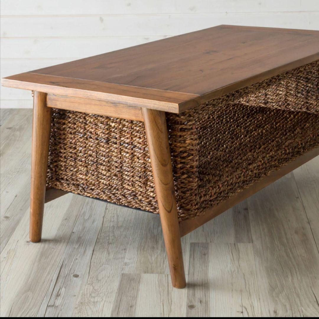 送料無料　アパカ素材の収納付きセンターテーブル