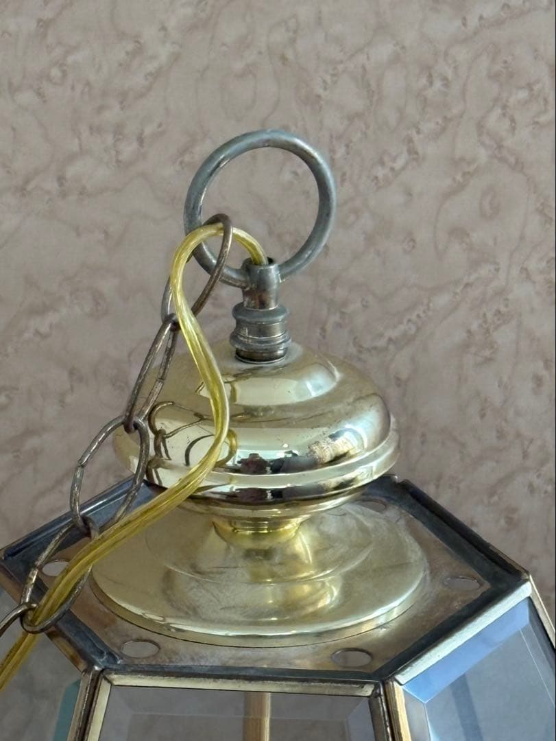 フランスアンティーク 3灯 ヘキサゴン ペンダントランプ 吊り下げ式