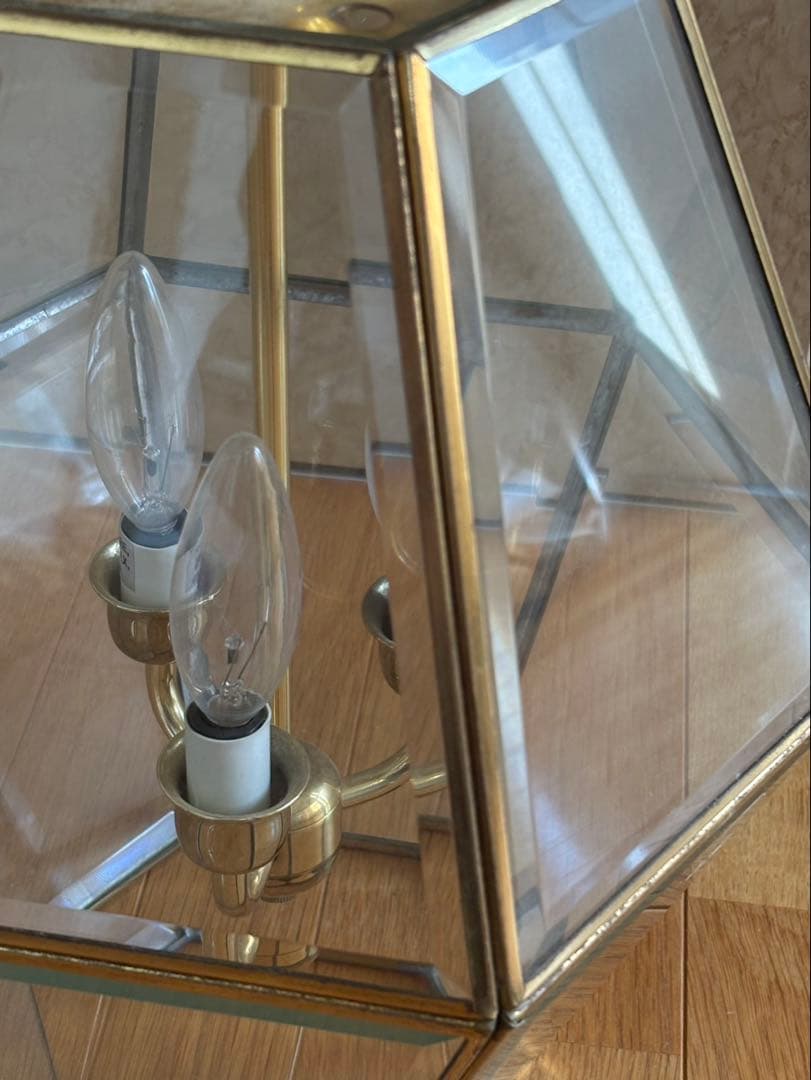 フランスアンティーク 3灯 ヘキサゴン ペンダントランプ 吊り下げ式