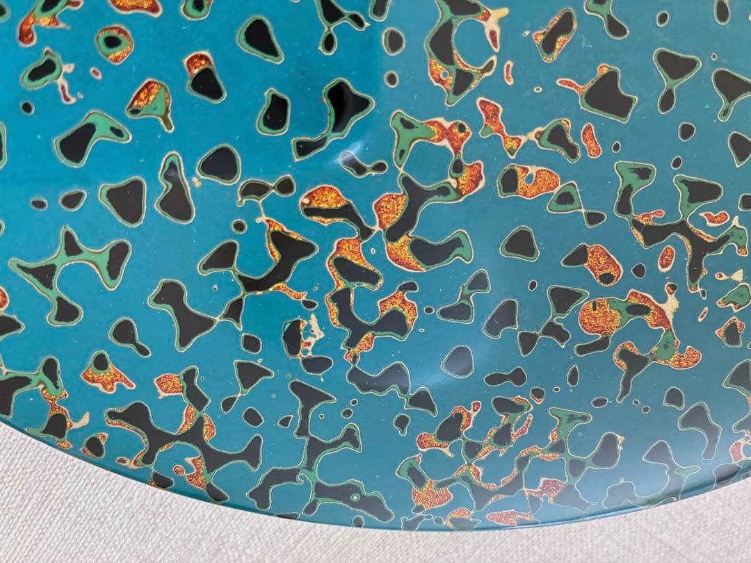 津軽塗 唐塗 菓子皿 大皿 24cm ロイヤルブルー 美品 和モダン 贈答にも