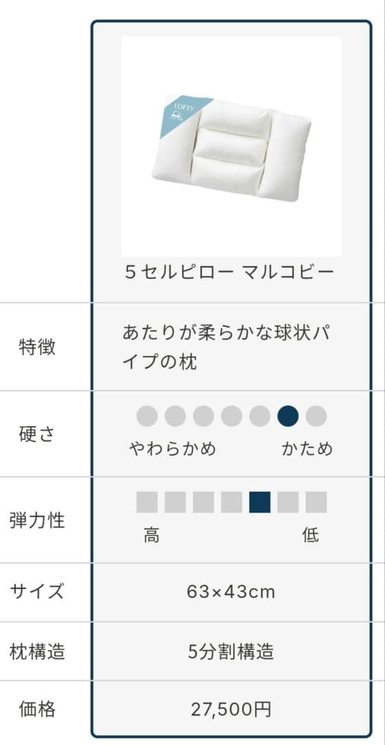 未使用 ロフテー快眠枕 5セルピロー