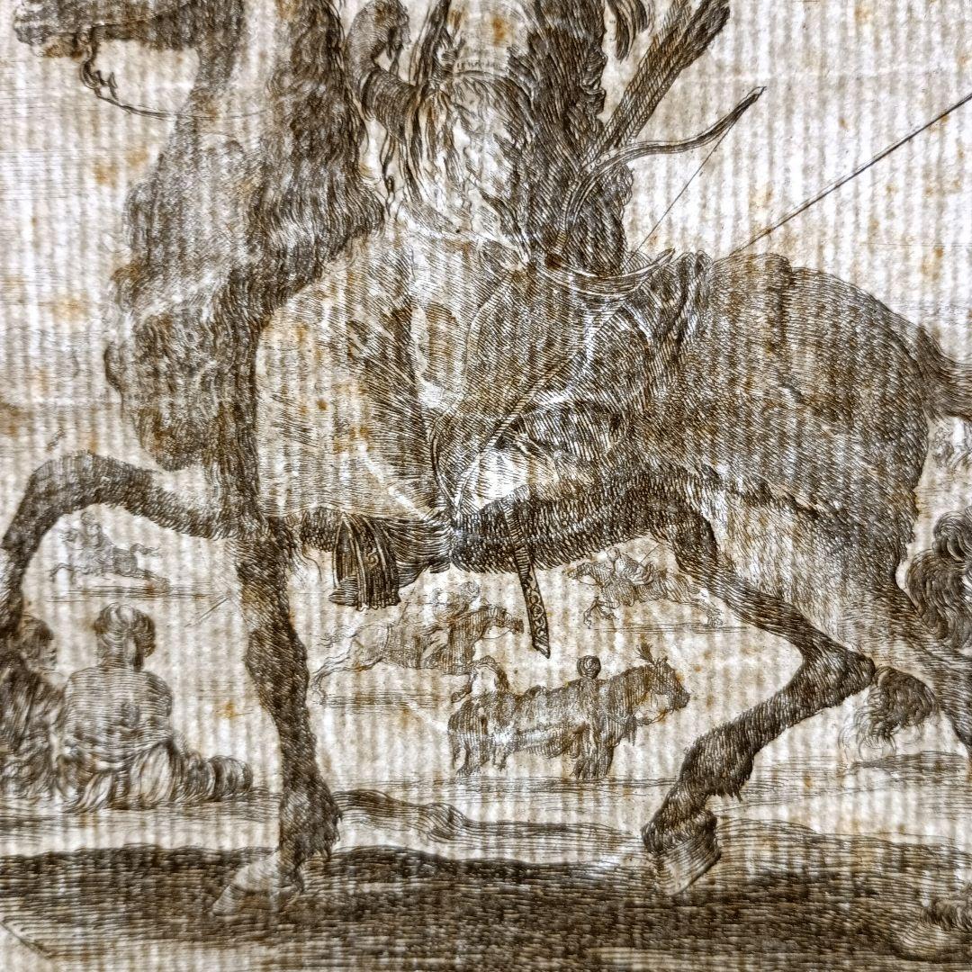 額装品　1640年頃　ステファノ・デラ・ベッラ　騎乗の戦士　稀少作品