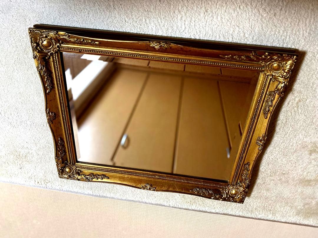 アンティーク　鏡　ミラー　骨董品　ビンテージ　絵画の額縁等にも！　ロココ調西洋風