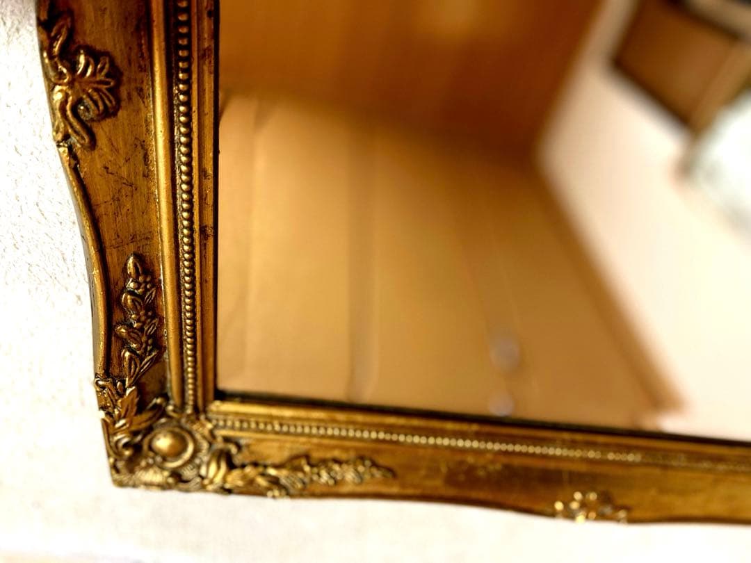 アンティーク　鏡　ミラー　骨董品　ビンテージ　絵画の額縁等にも！　ロココ調西洋風