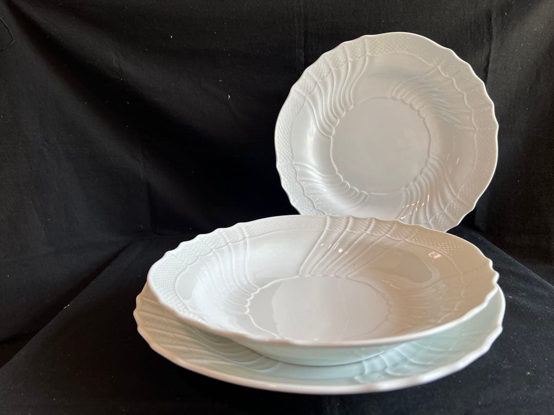 リチャードジノリ　ベッキオホワイト　ラウンドプラター　３種３枚