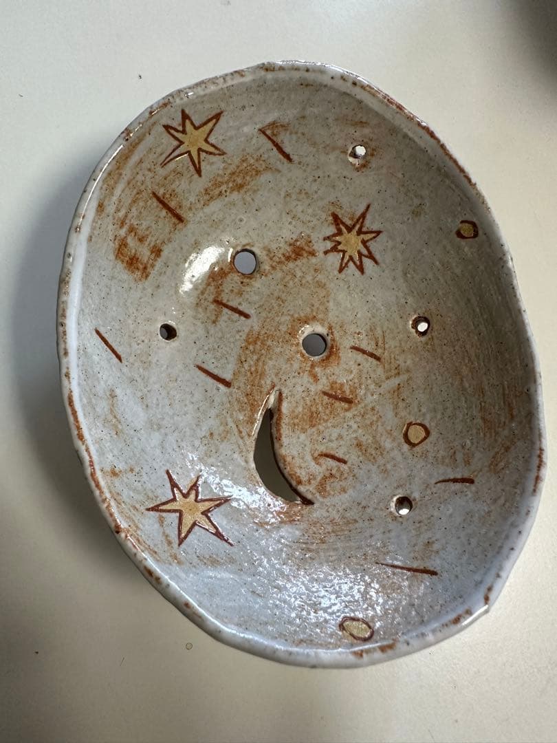 鹿児島睦　月　星　器　置物　器