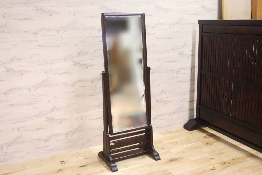 GMFS311○北海道民芸家具 姿見 全身鏡 スタンドミラー 樺材 和モダン 飛