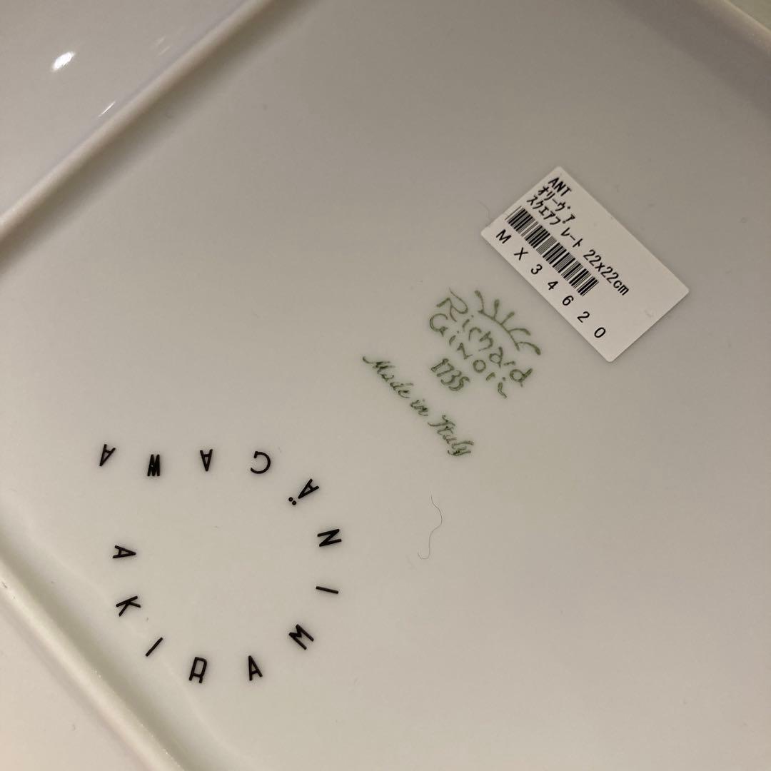 ミナペルホネン　リチャードジノリ　コラボプレート　スクエア　22cm オリーヴァ