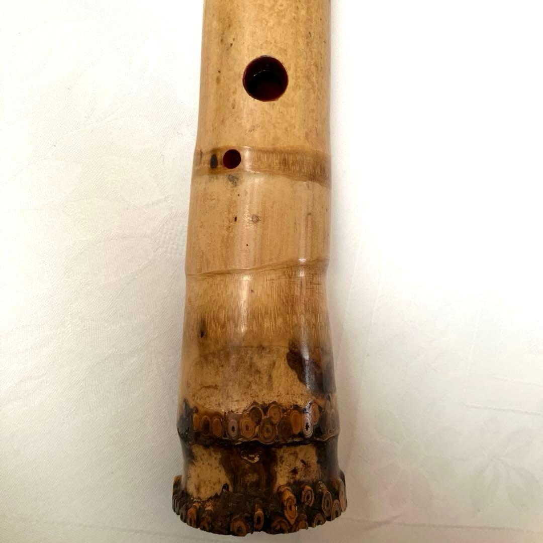 尺八1尺六寸管　本体 竹製 7孔　歌口キャップ、袋付き