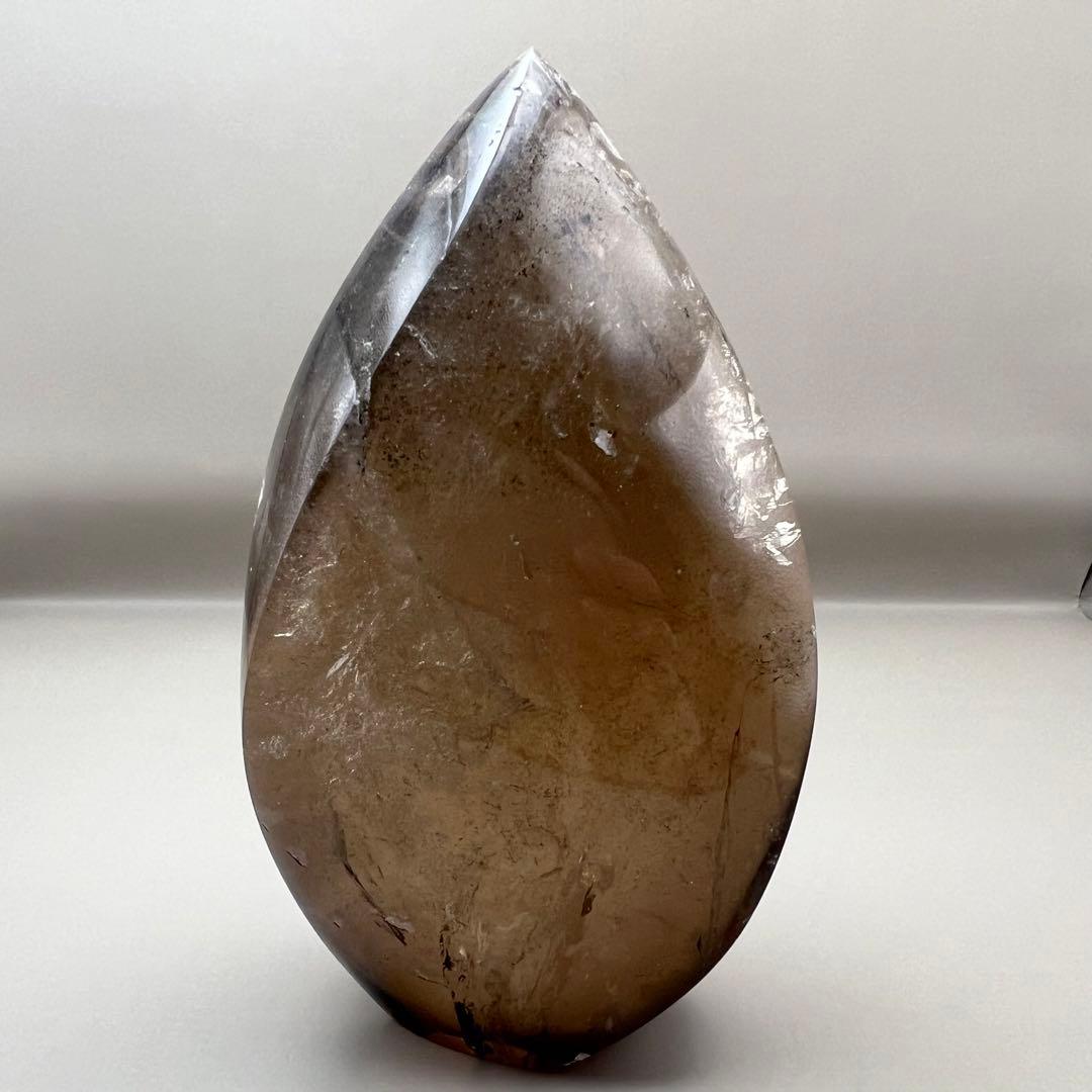 （smoky10）高品質フレイムシェイプ火焔ガーデンインスモーキークォーツ虹入り