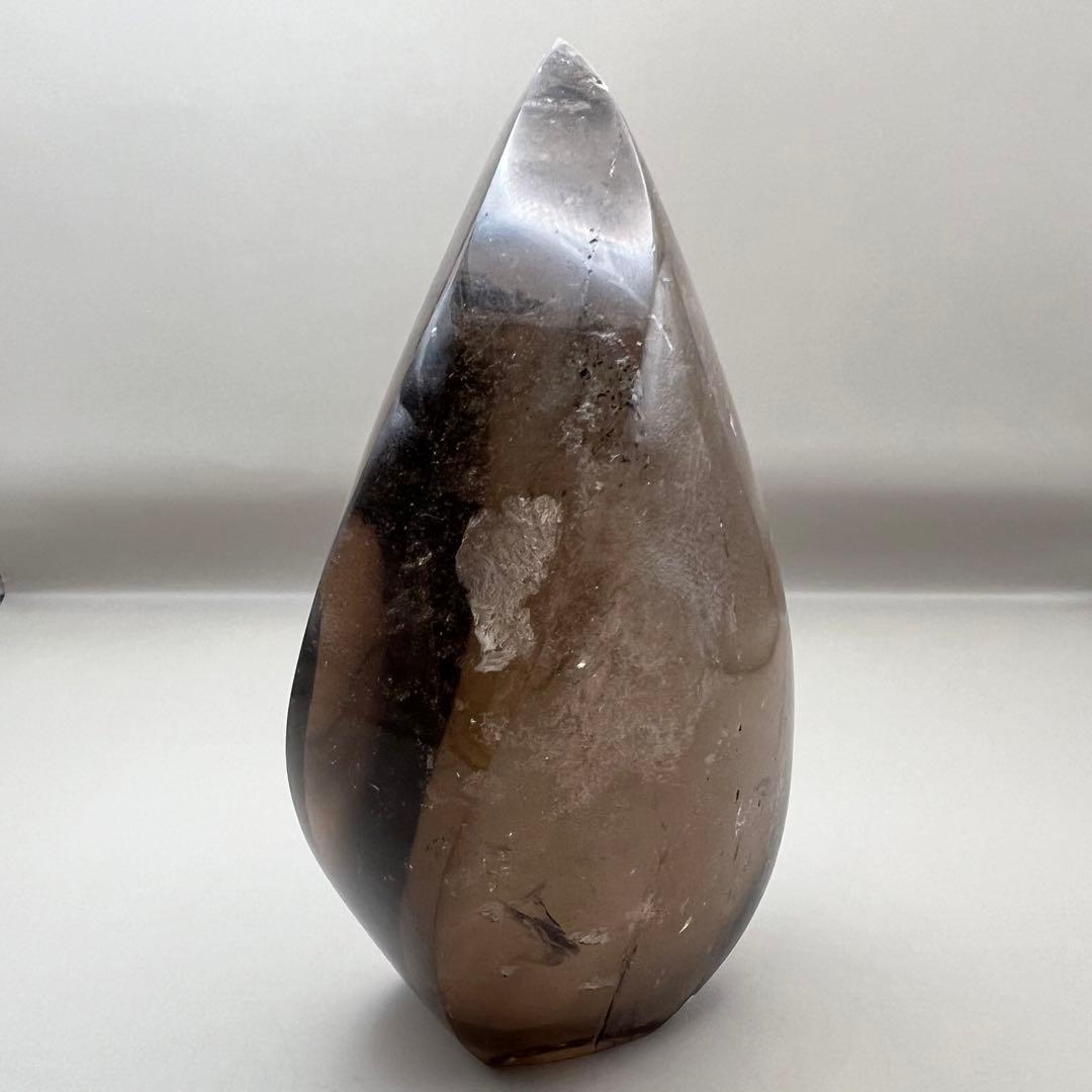 （smoky10）高品質フレイムシェイプ火焔ガーデンインスモーキークォーツ虹入り