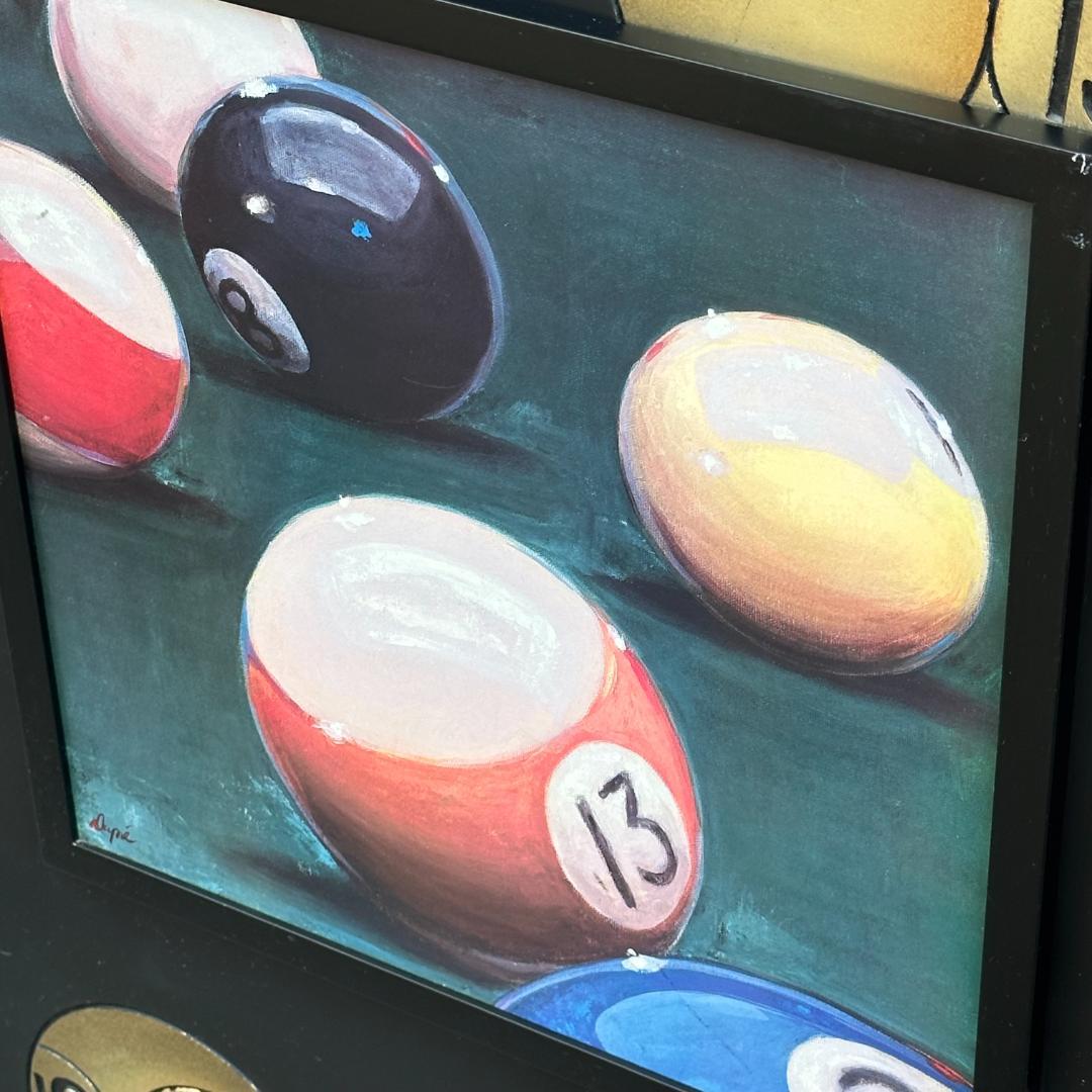 ビリヤード ボール デザイン 木製看板 アートパネル ガレージ バー