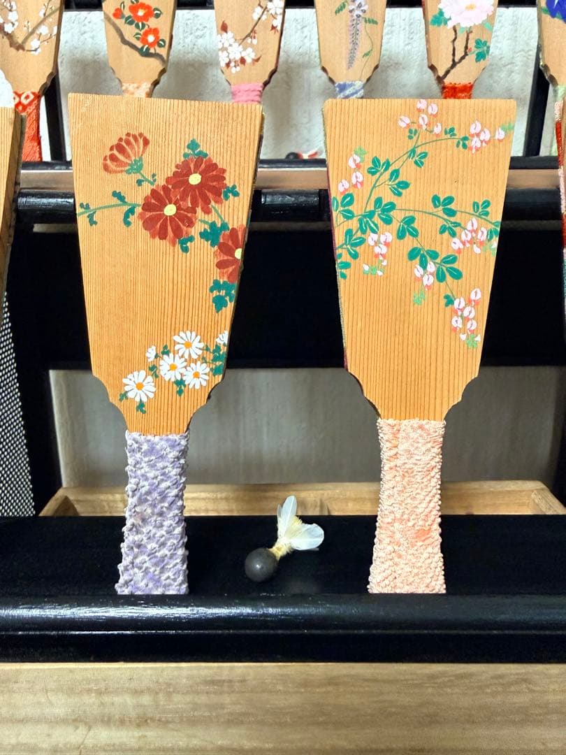 ちりめん細工 羽子板 12か月セット 季節の花 十二ヶ月 縁起物 飾り台