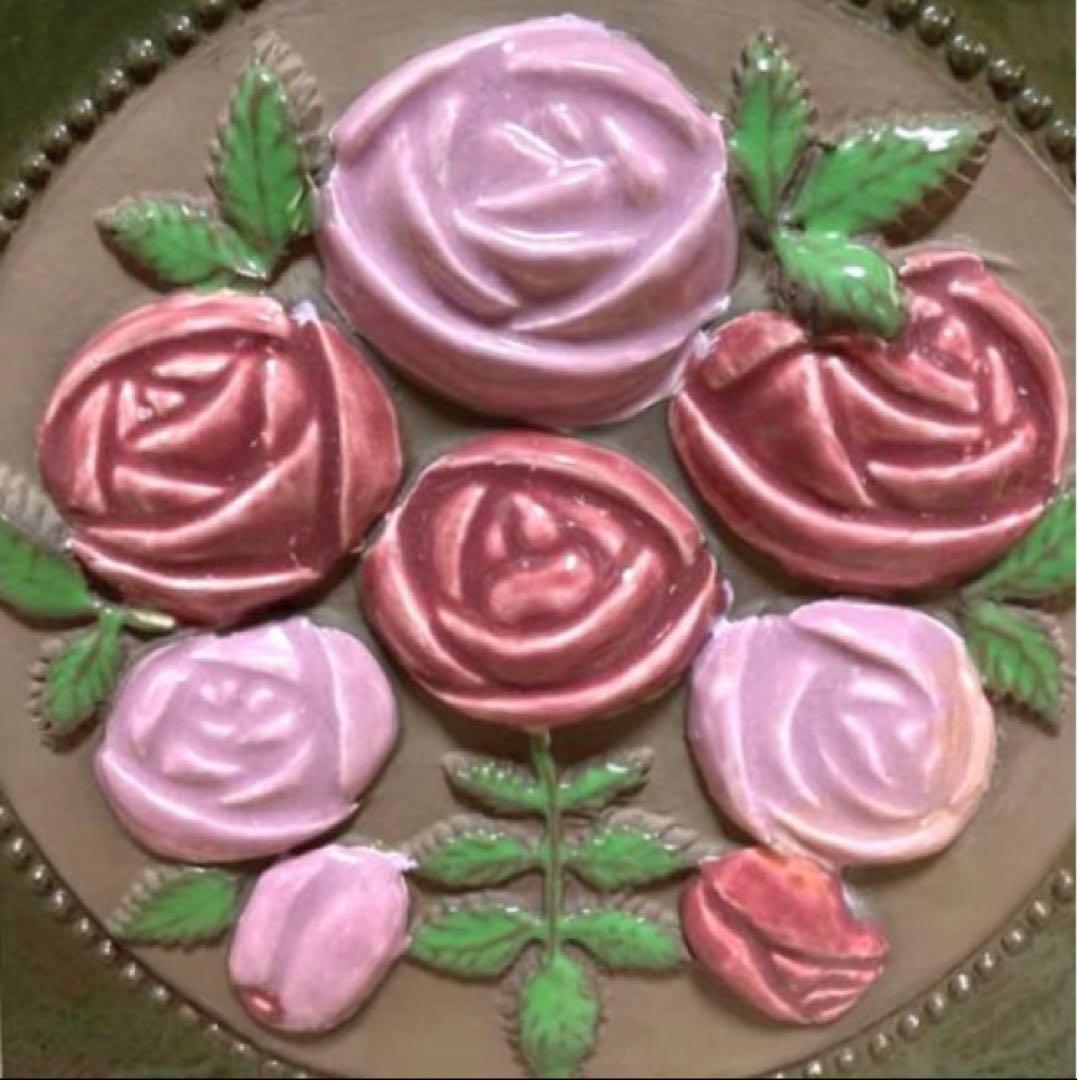 《ヴィンテージ 》ジイガントフタ　スウェーデン【薔薇の陶板】大型　壁飾り