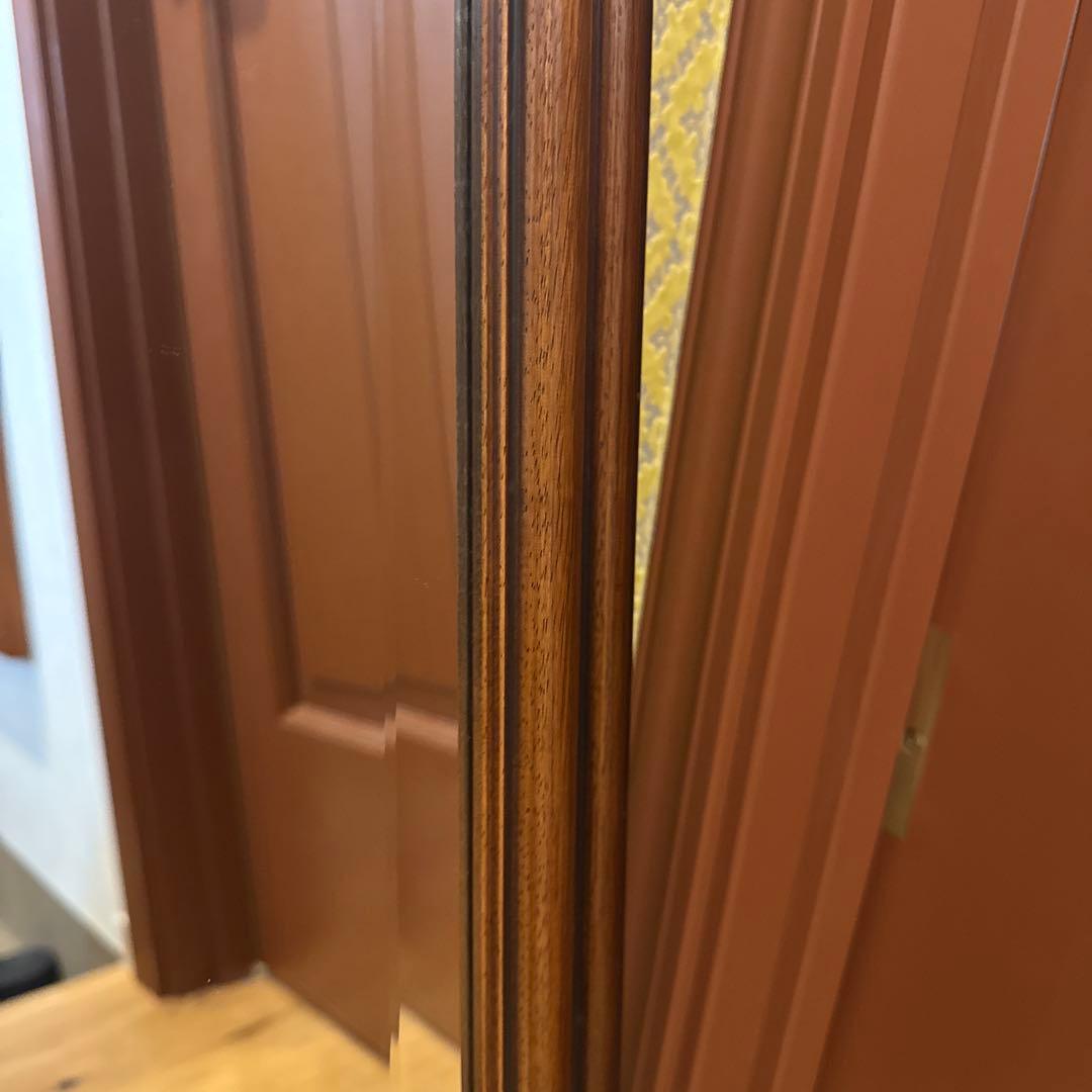 イタリア製 マホガニーフレーム オクタゴンシェイプ 天然木 ウォールミラー