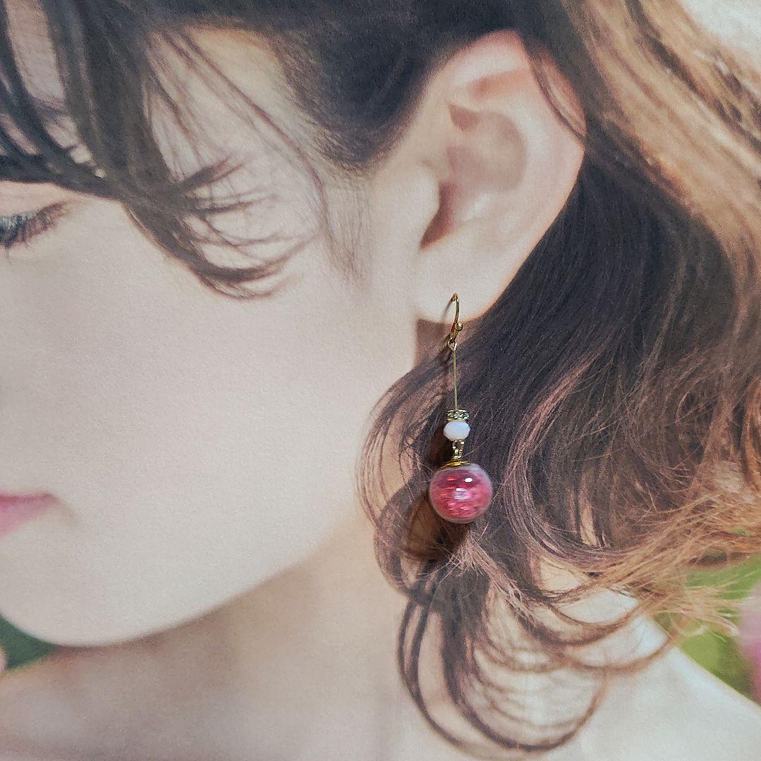 【1196】ガラスドームのピアスイヤリング