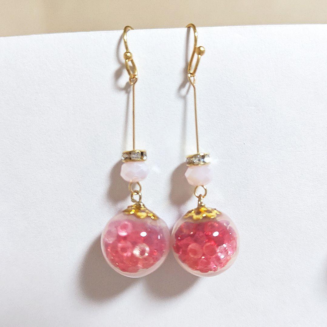 【1196】ガラスドームのピアスイヤリング