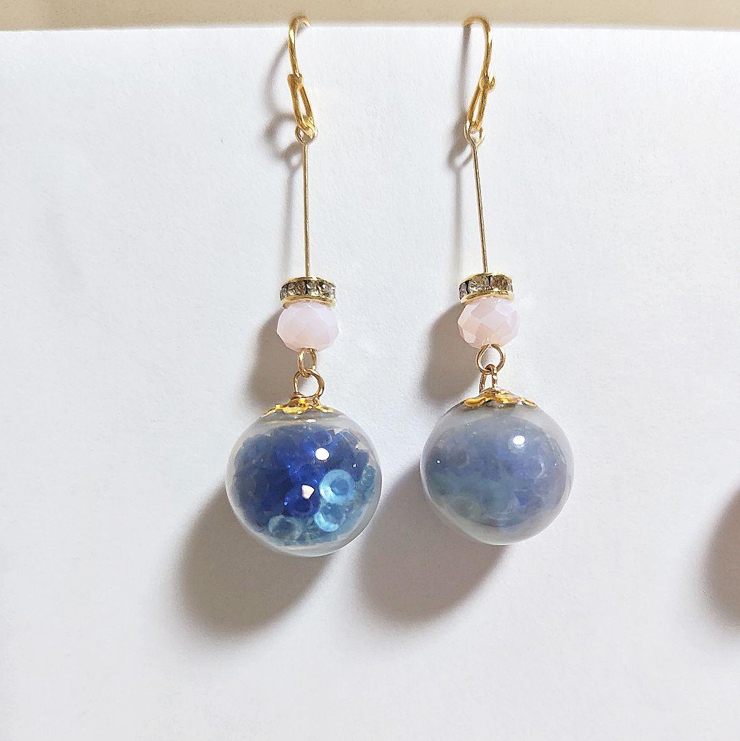 【1196】ガラスドームのピアスイヤリング