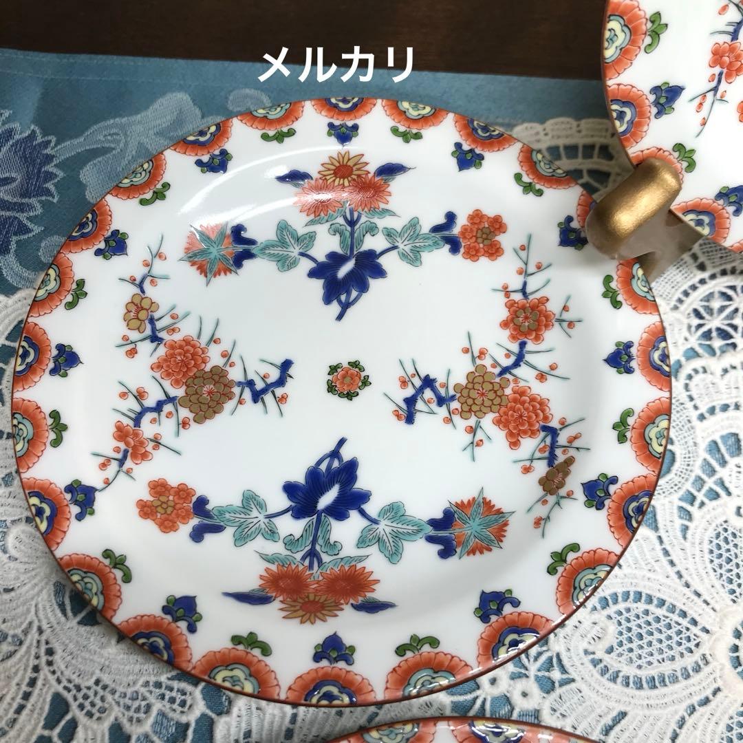 賞美堂本店　其泉窯　色絵梅菊文　銘々皿5枚1セット　木箱入り　ひなまつり