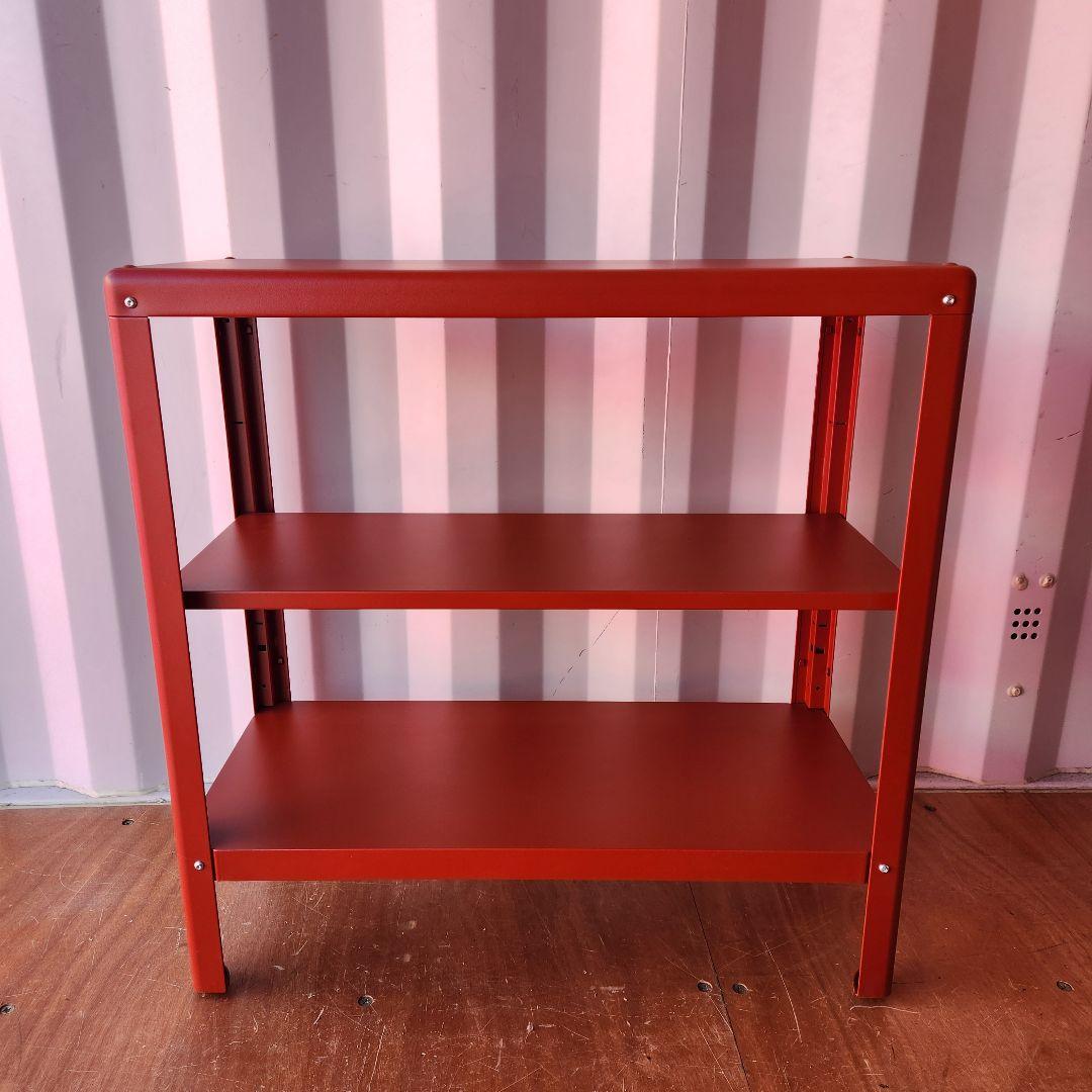 廃盤カラー ikea KOLBJÖRN 赤 スチール製 3段ラック シェルフ
