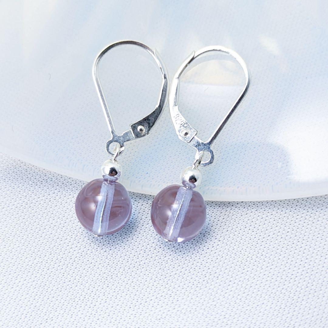 アンティークサフィレットビーズのシルバー925ピアス