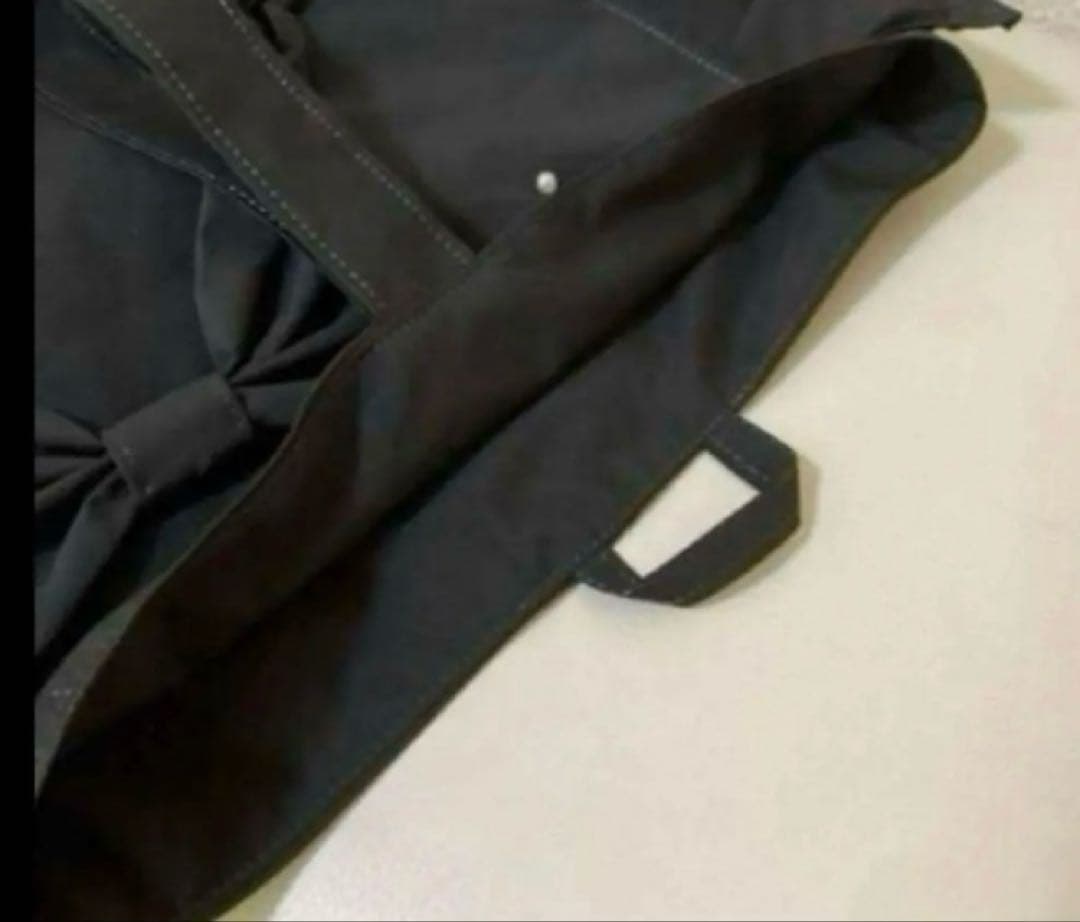 撥水ハンドメイドレッスンバッグ上履き袋体操服袋パールビーズリボンブラック女の子